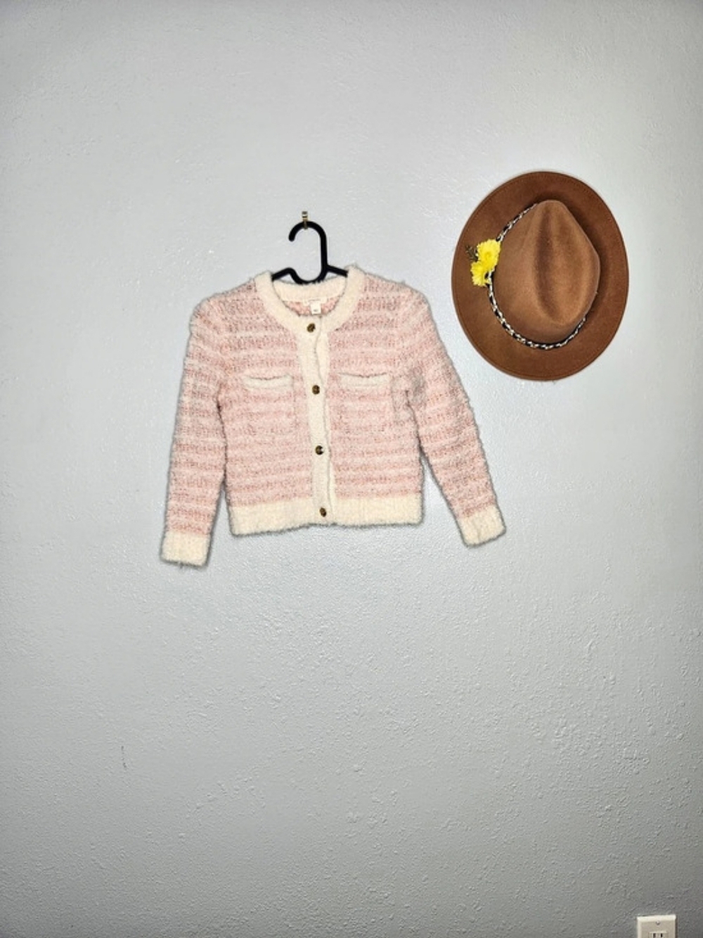 crewcuts Striped Cardigan in Pink & Cream Size XS Like New